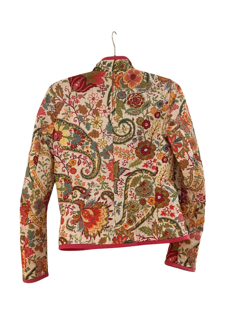 Etro Floral & Paisley Quilted Jacket with Pink Trim, Size 40 - Picture 2 of 4